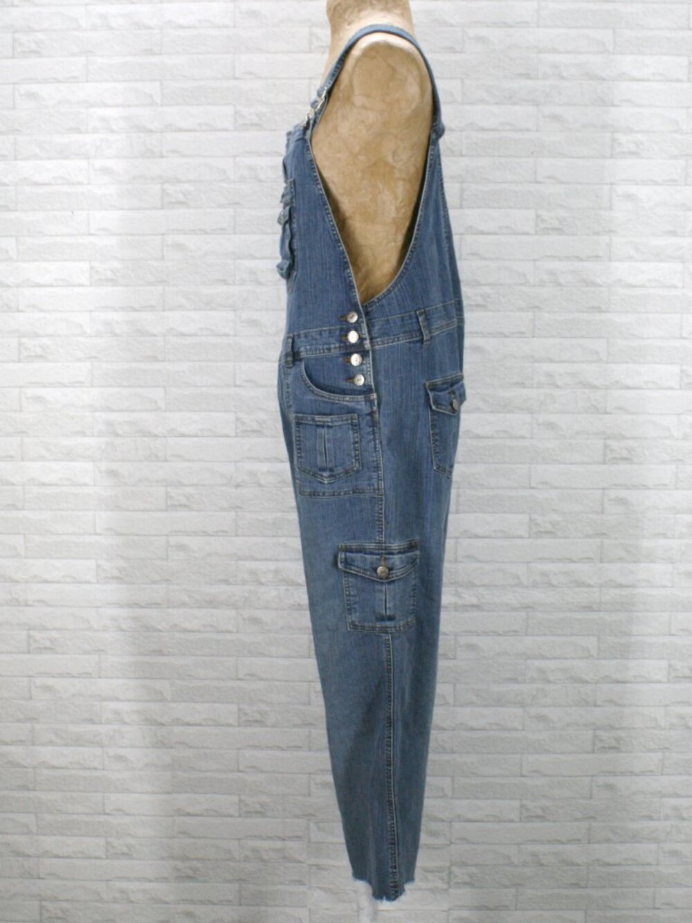 VINTAGE H2H HOT 2 HANDLE Overalls Blue Jean Denim Cargo Pockets Unisex M - Picture 5 of 16